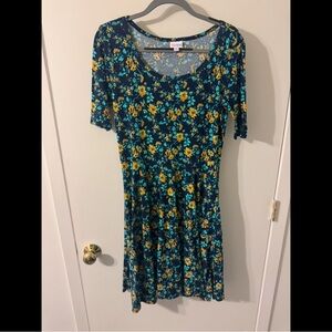 LuLaRoe Nicole Multicolored Sundress with Scoop Neck and 3/4 Sleeves